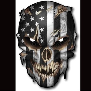 Skull with Reflective Eyes American Flag Vinyl Decal Sticker