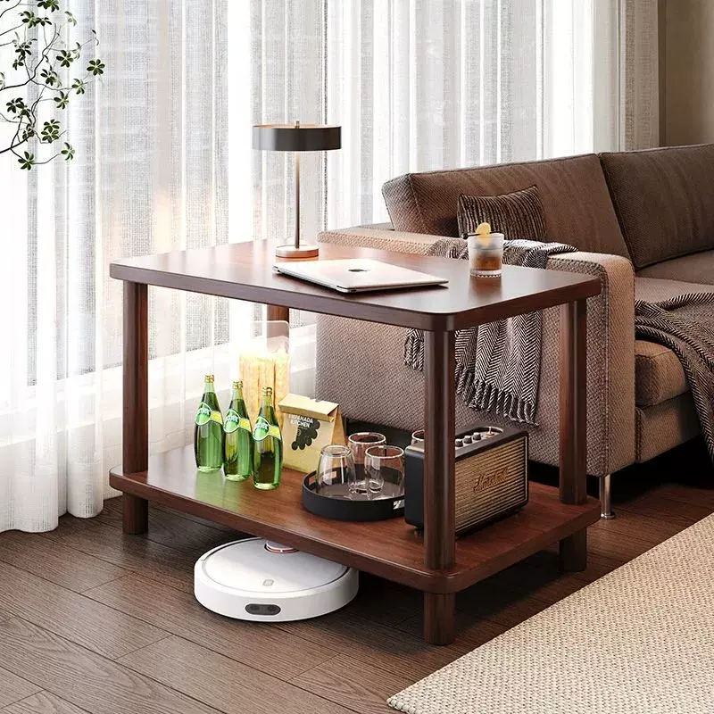 实木小茶几置物架边几落地式家用卧室双层床头柜小户型简易沙发柜