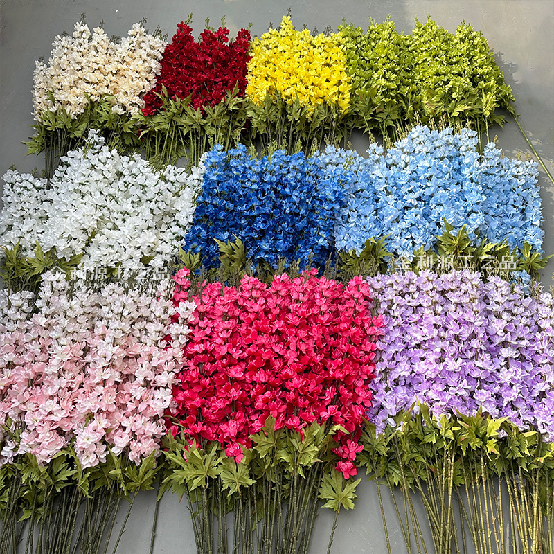 118cm long high branch simulation large delphinium wedding fake flower wedding hall Road silk flower 118cm long high branch simulation large delphinium wedding fake flower wedding hall Road silk flower