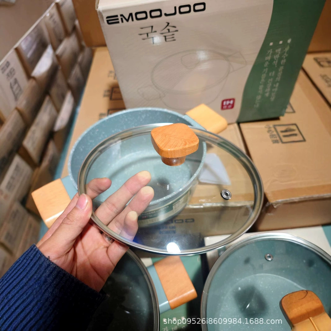 EMOOJOO Factory straight wheat rice soup pot stew cooker non -stick pot household double -ear pot porridge porridge pot instant noodle cooker