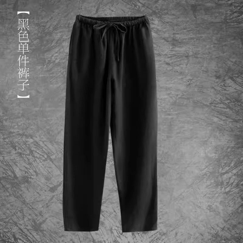 Primavera y otoño Nuevo estilo chino retro para hombres Camisa de lino de estilo chino Camisa de manga larga con hebilla de algodón y lino para hombres con cuello alto Traje Tang image 14