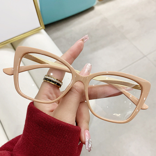  cross-border men and women comfortable gold with glue thin and light anti-blue light radiation with myopia film big face slimming photochromic glasses