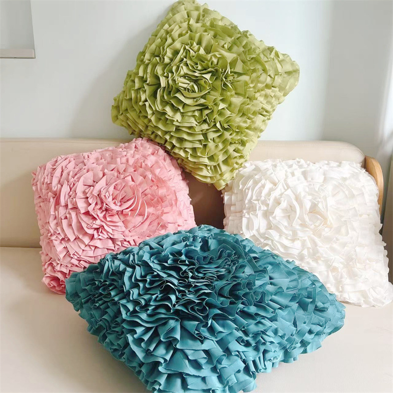 Light Luxury Car Plate Flower Pillow Ins Style Girl Sofa Living Room Pillow Office Petal Pillow Cover Decoration