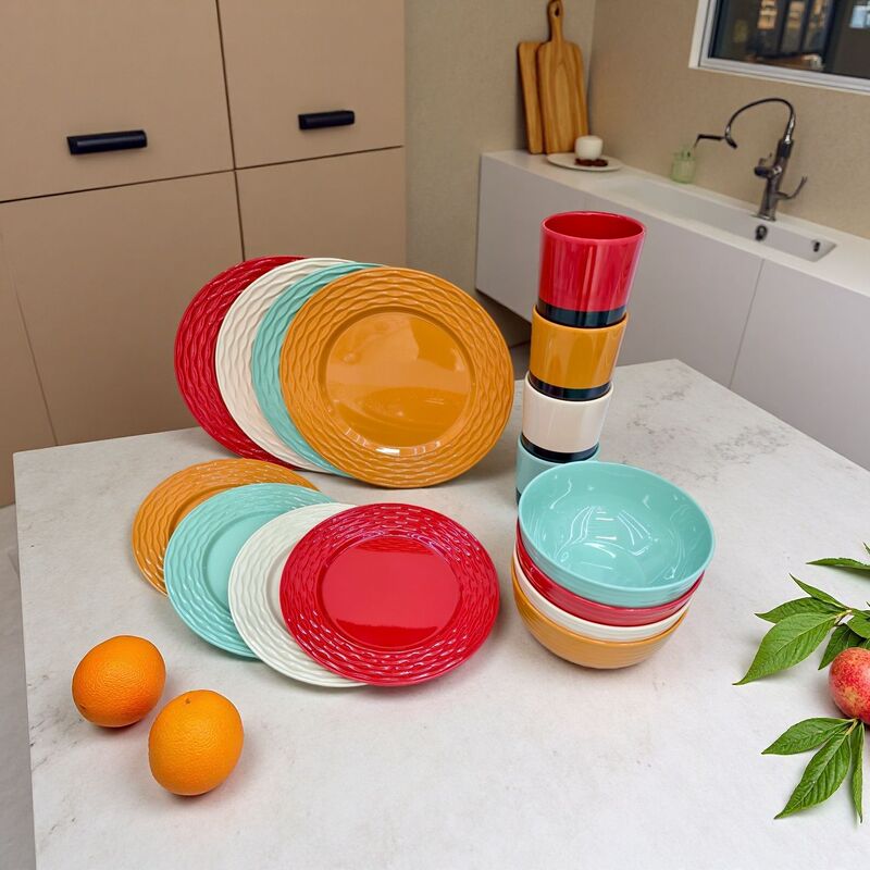Foreign Trade A5 Amazon Clearance Stock Imitation Porcelain Dinner Plates Heat-Resistant and Drop-Resistant Melamine Tableware Bowl and Plate Set