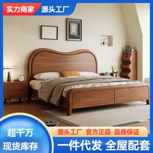 法式复古实木床1.8米双人婚床主卧室大床中古风1.5米单人储物床