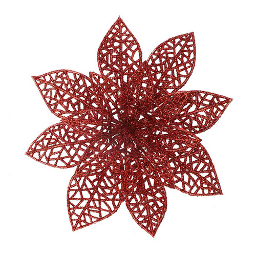 15CM Cross-border Christmas Flower Christmas Double-layer Hollow Christmas Tree Decoration Flower Gold Foil Artificial Flower Manufacturer