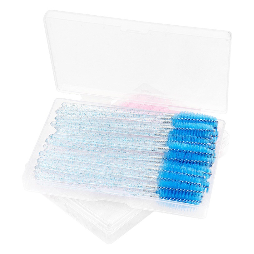 Wholesale 50 pcs/box disposable mascara brush makeup brush crystal rod boxed nylon brush makeup stick eyelash roll