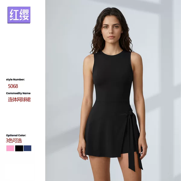 Cross-border European and American style strap tennis dress for women, anti-exposure, no chest pad, beautiful back, quick-dry sports fitness yoga dress