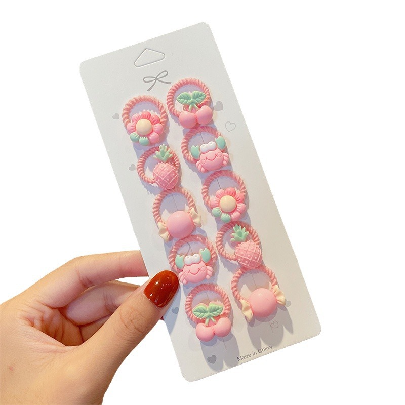 Traje de cuerda de pelo de dibujos animados para niños pequeño tamaño pulgar anillo de pelo niña bebé lindo cabeza cuerda banda de goma estilo coreano accesorios para el cabello al por mayor