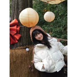 韩系甜妹灯芯绒棉衣外套2025年新款小个子加厚短款波点棉服女冬装
