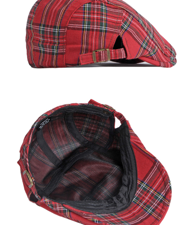 Unisex Thin breathable cap Men's vintage beret Women's bud Cap casual plaid forward hat_voghion.com