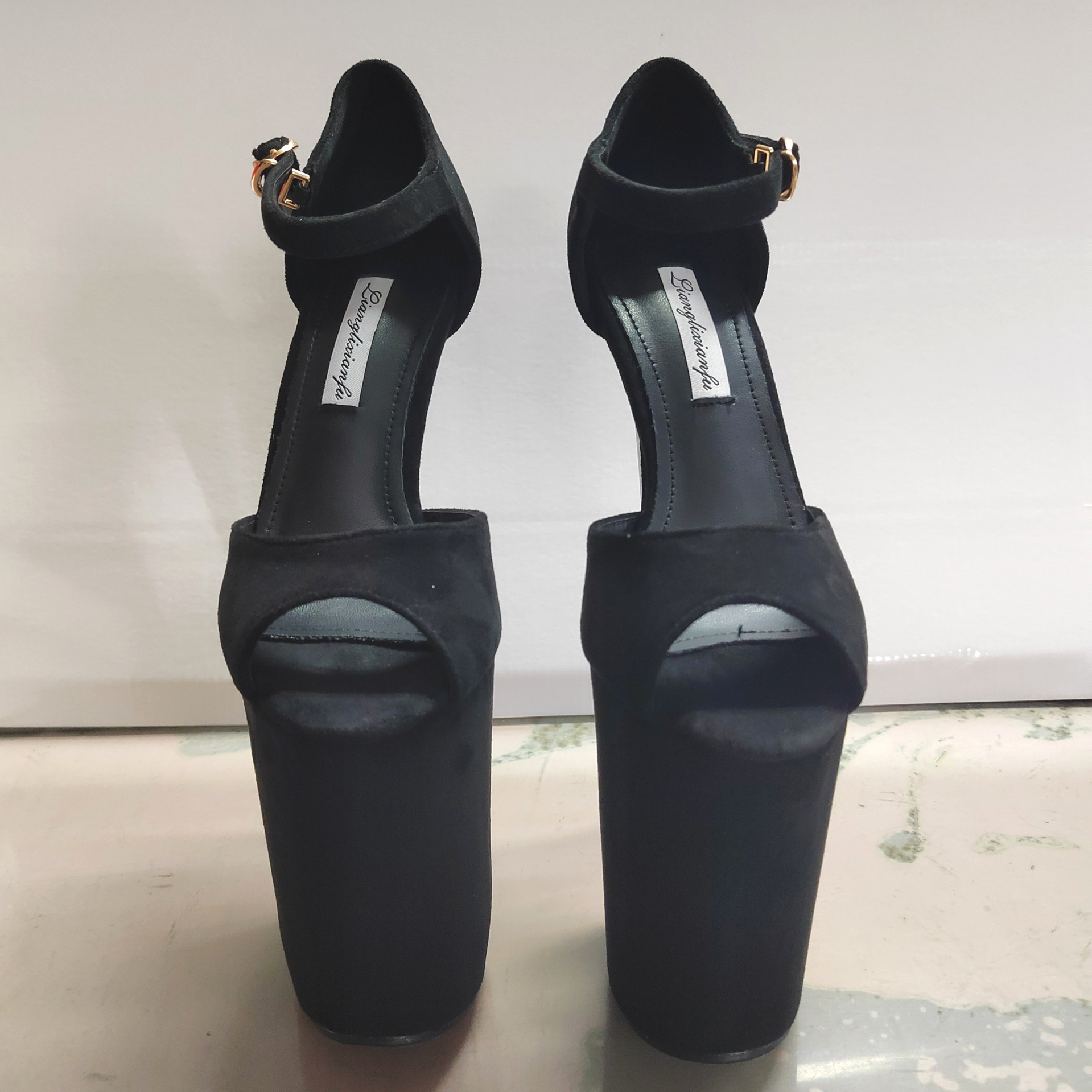 Sandal cao gót nữ hở mũi phong cách Âu Mỹ gợi cảm, gót thép 22 cm — Màu đen chi tiết 7