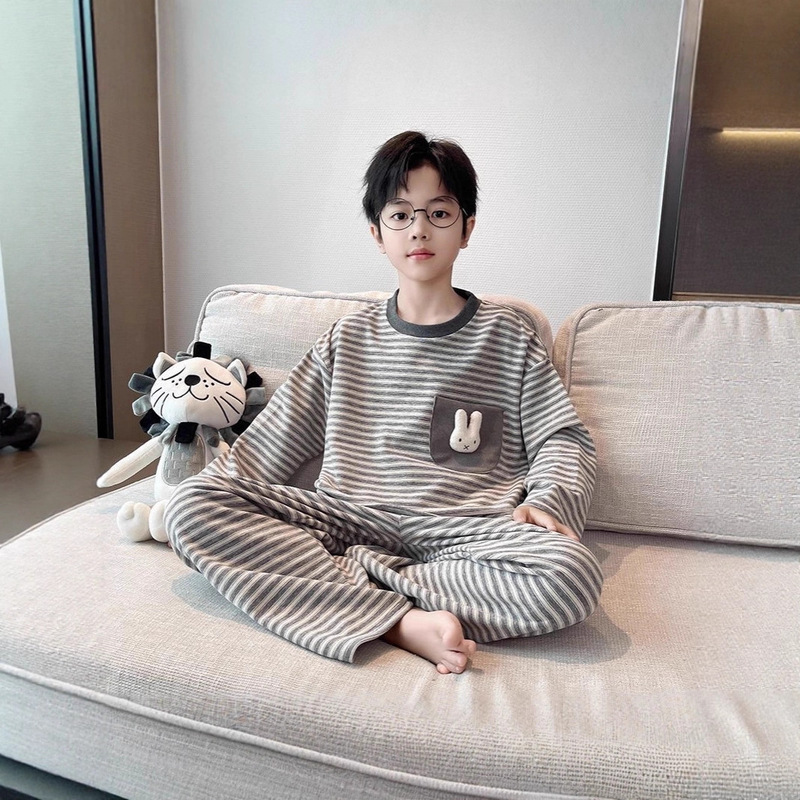 Children's Pajamas Boys Long-Sleeved Pants Spring & Fall 2025 New Medium and Large Kidsren's Cartoon Home Clothes Two-Piece Suit Children's Pajamas Boys Long-Sleeved Pants Spring & Fall 2025 New Medium and Large Kidsren's Cartoon Home Clothes Two-Piece Suit