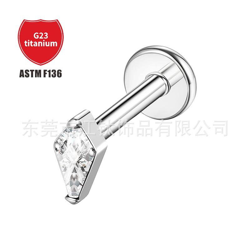 Pointed titanium steel lip stud product view