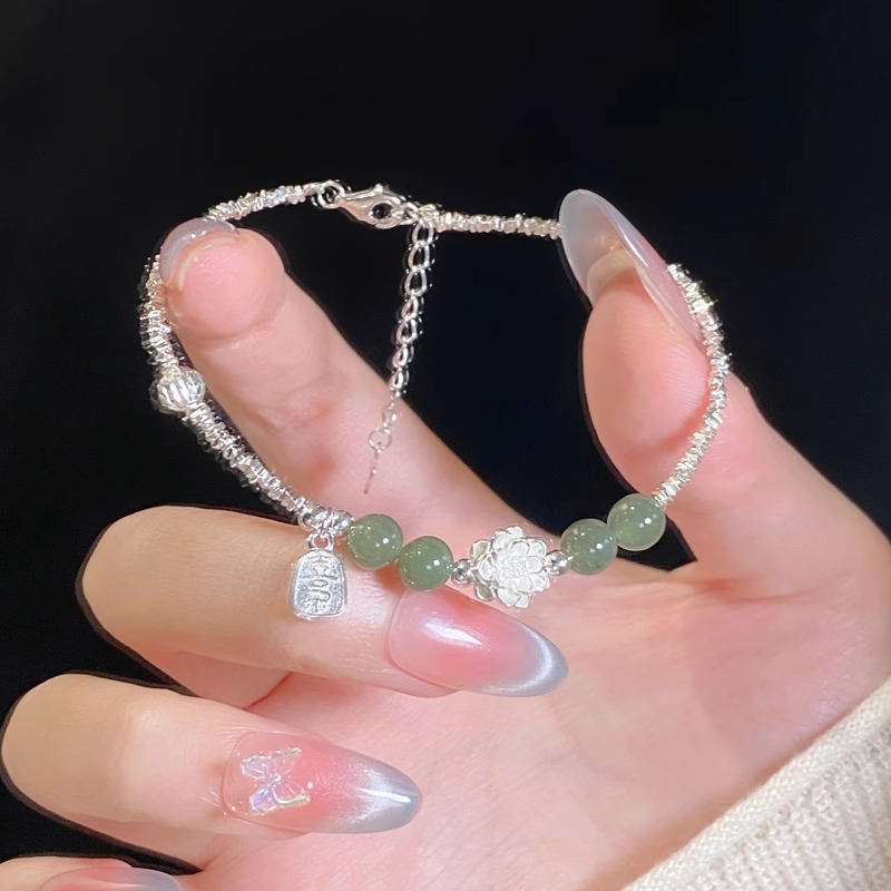 New Chinese-style Good Luck Lotus Crushed Bracelet Women's Ins All-match Bracelet Niche Personalized Design Hand Jewelry