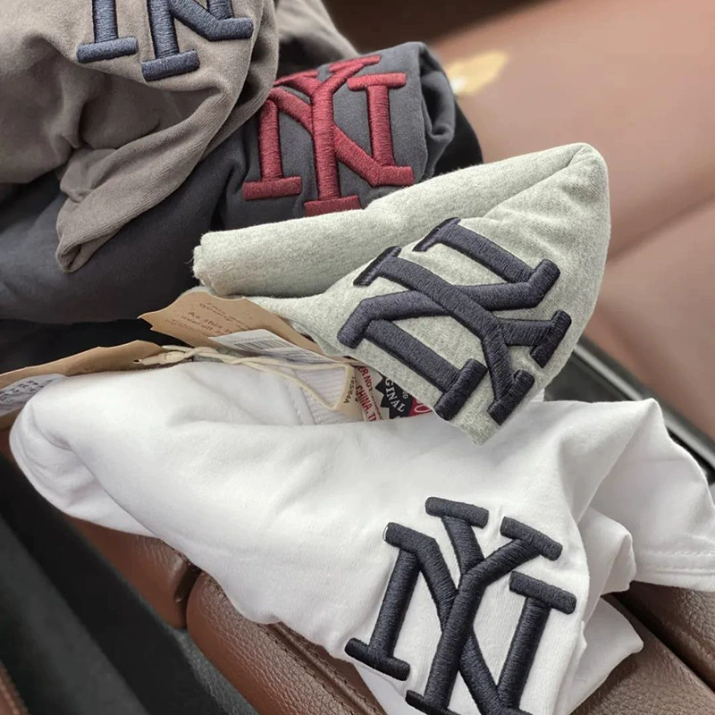 Внешняя торговля зарабатывает на внутренних продажах, хлопковая футболка с короткими рукавами и одним хвостом для крупного рогатого скота, мужской Простой повседневный летний топ с вышивкой