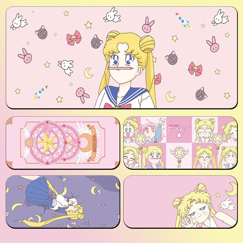アニメ水氷月マウスパッド特大汚れにくいセーラームーン漫画少女かわいいコンピュータデスクパッドキーボードパッド|undefined