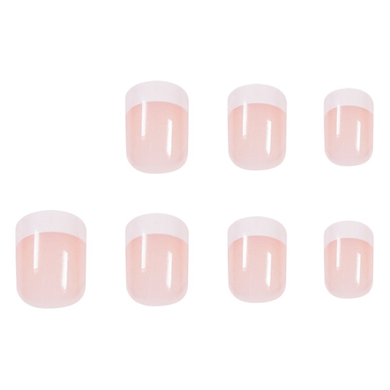 Simple corto francés blanco desgaste manicura acabado uñas falsas parche de uñas francés parche de uñas extraíble