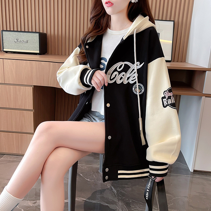 Baseball Uniform Long-Sleeved Sweatshirt Women's Jacket Spring & Fall 12 Girls 13 Junior High School Students 15 Older Children 16 Loose Jacket Tops