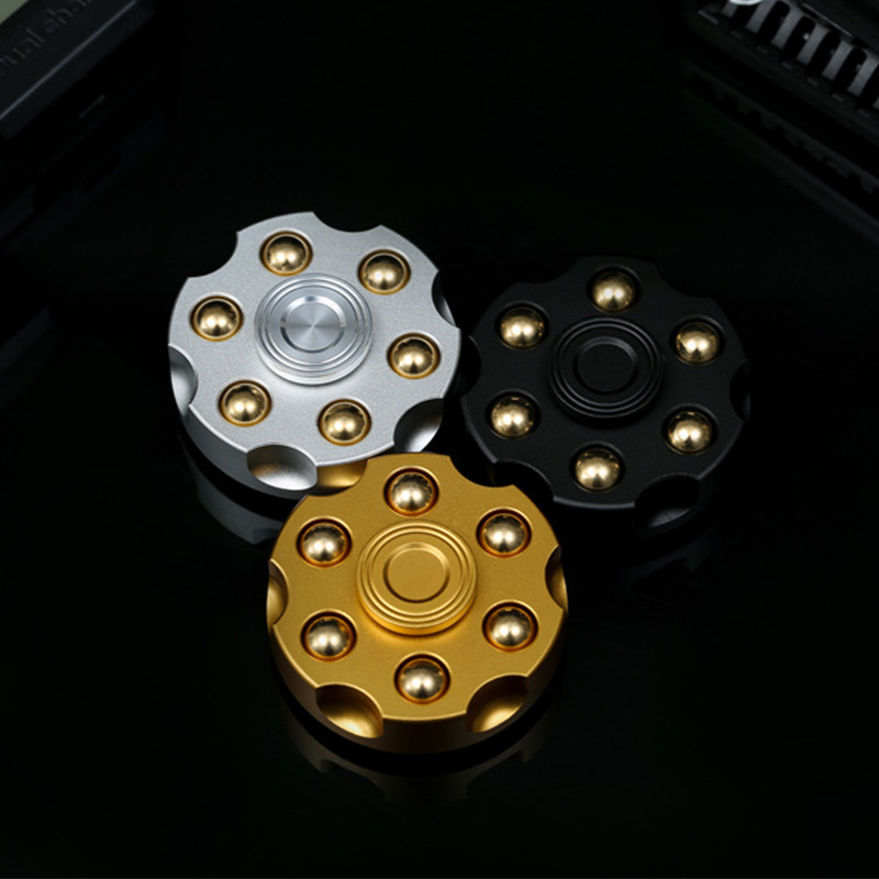 指尖陀螺左輪子彈純黃銅減壓玩具金屬玩具EDC可拆卸休閒手指陀螺