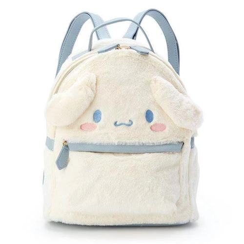 Cute and fashionable cartoon small furry white dog plush backpack backpack for outing and playing