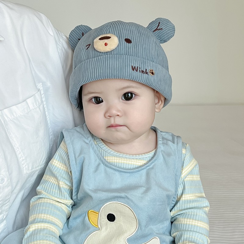 Sombreros para bebés otoño-invierno estilo coreano lindo bebé oso pequeño sombrero de primavera y otoño para niños y niñas super lindo sombrero de piel de melón