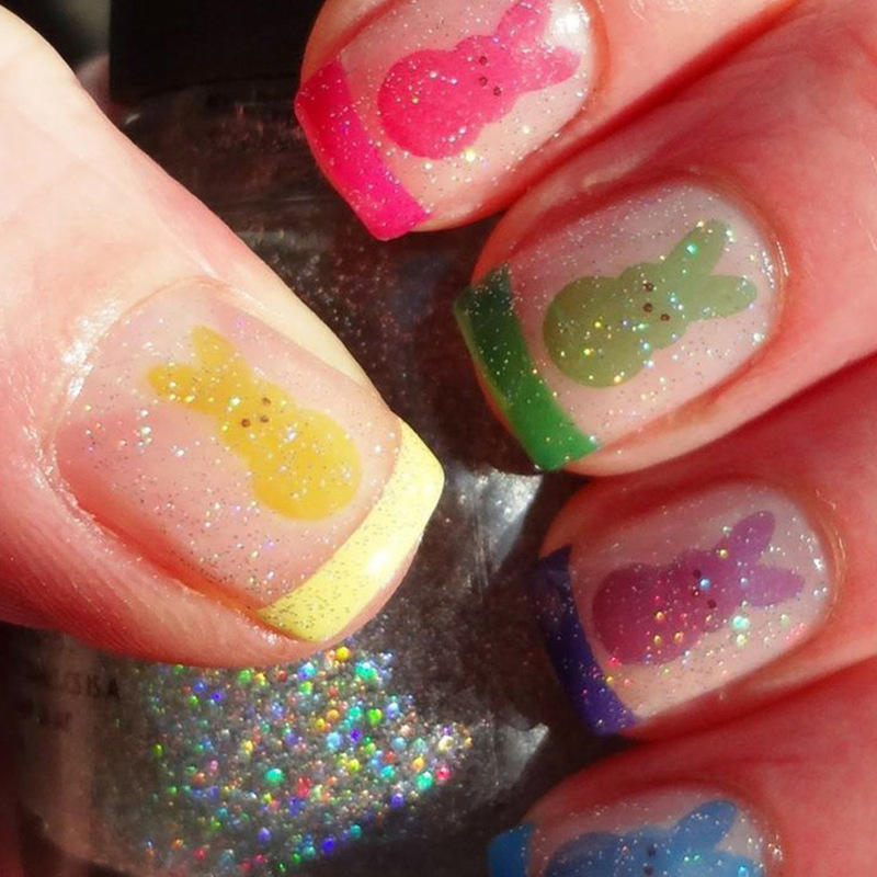 Glitter Easter Colorful French Style Cute Rabbit All-Match Sweet European and American Ins Detachable Short Square Armor Wear Armor