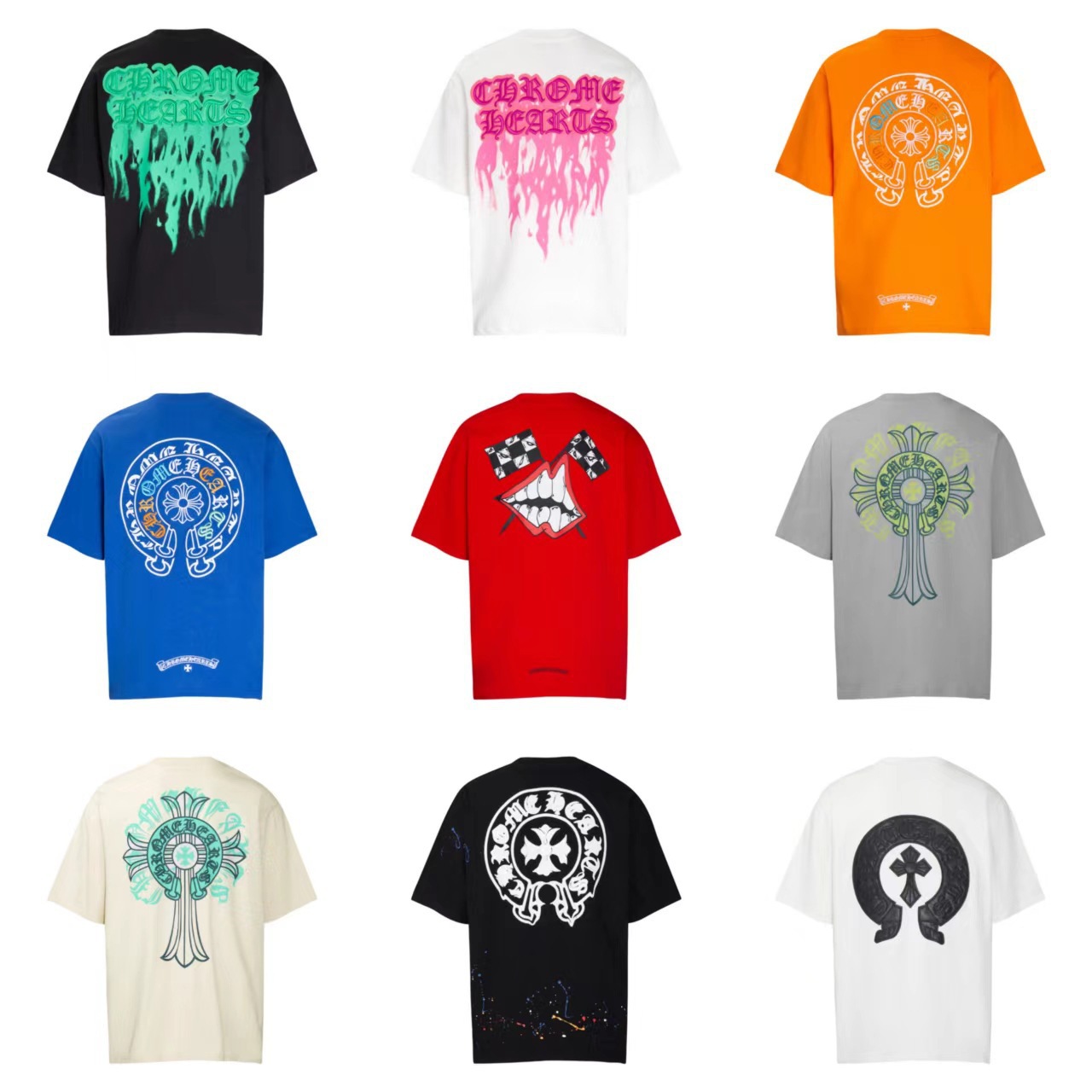 Chrome Hearts üslubunda unisex qısaqollu köynək