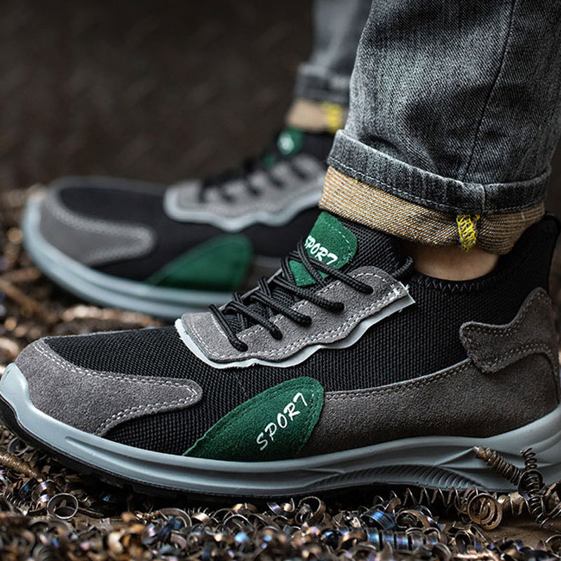 新款劳保鞋男钢包头防砸防刺穿耐磨防滑工作鞋舒适透气安全防护鞋|ru