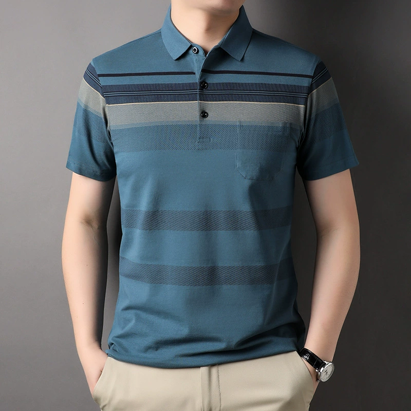Summer cotton body-friendly polo, with short sleeve, for middle age