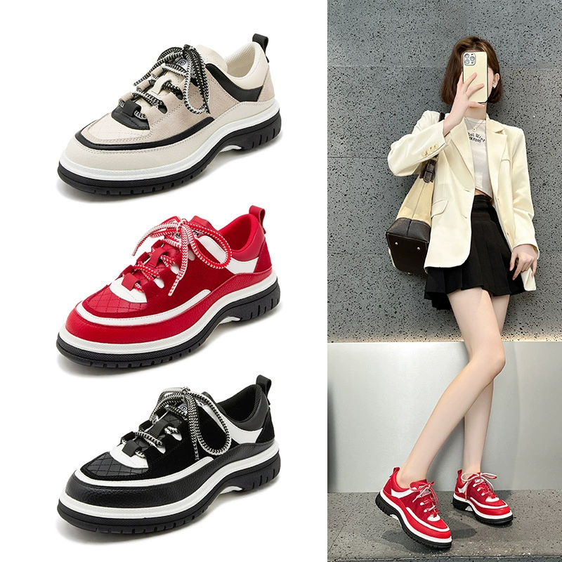 Невидимое внутреннее увеличение 7CM новый Xiaoxiangfeng толстая подошва панды спортивная обувь женская мода повседневная студенческая обувь женская