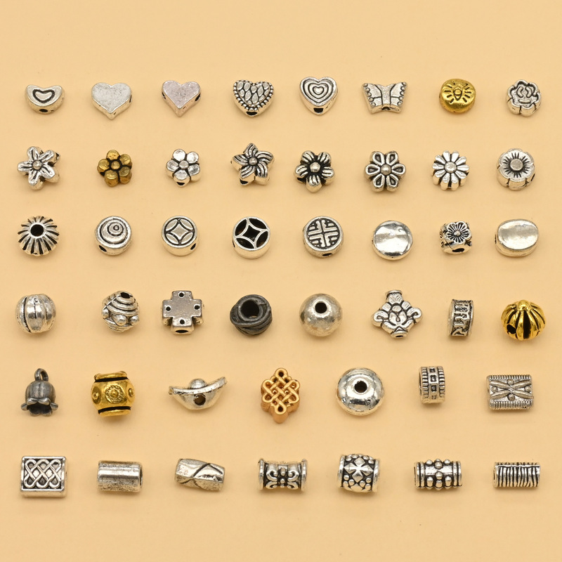 チベットシルバーレトロ合金スペーサービーズ古代シルバーゴールデンフラワーエスニックスタイルブレスレットビーズ diy ジュエリーアクセサリー|undefined