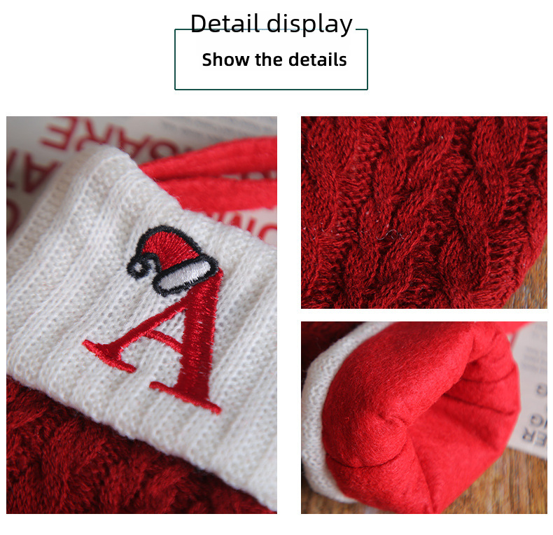 Kannerdagsbedürfnisser dekorativ gestrickte Socken Wollossocken gestickte Kanner-Séissegkeeten-Cadeau-Tütchen Bréif Chrëschtsocken-Cadeau-Tütchen_voghion.com