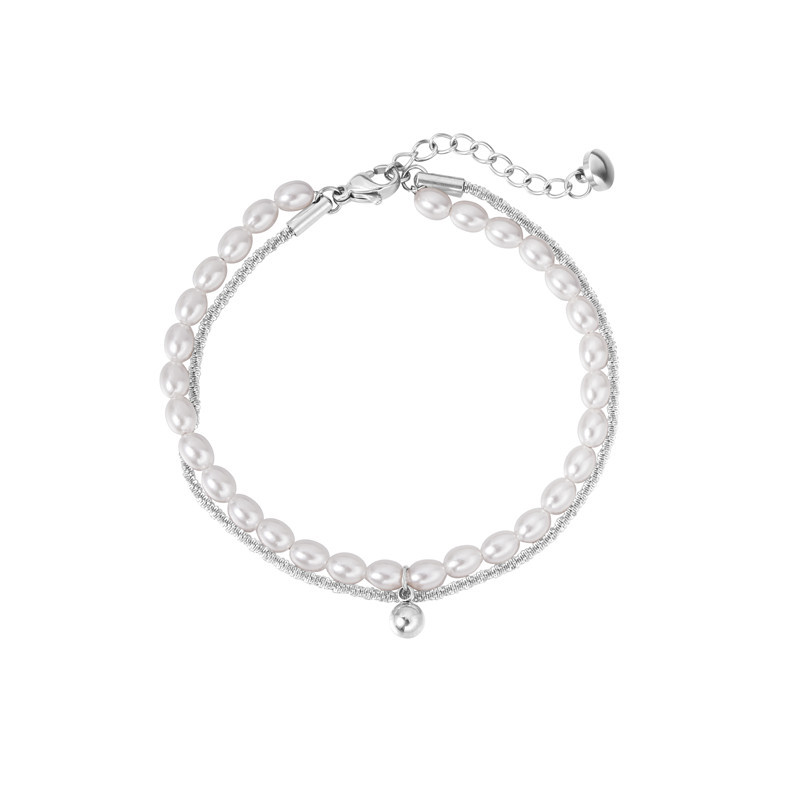 Holiday, Daily Occasion Artificial Pearl, Titanium Steel Material Geometric Pattern Elegant Geometric Artificial Pearl Titanium Steel Wholesale Bracelets