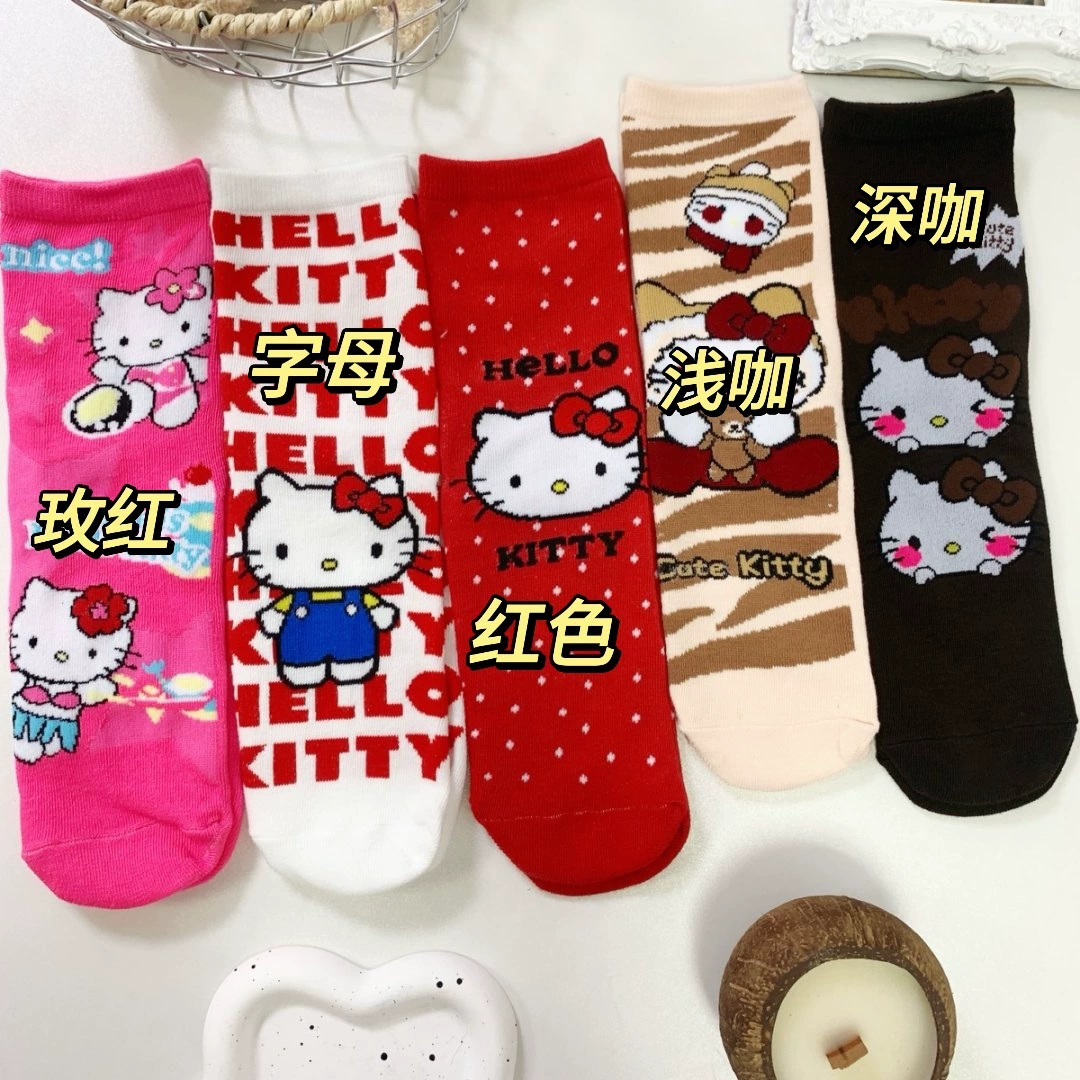 Hello Kitty, детские милые гольфы до колена, средняя длина, впитывают пот и запахи