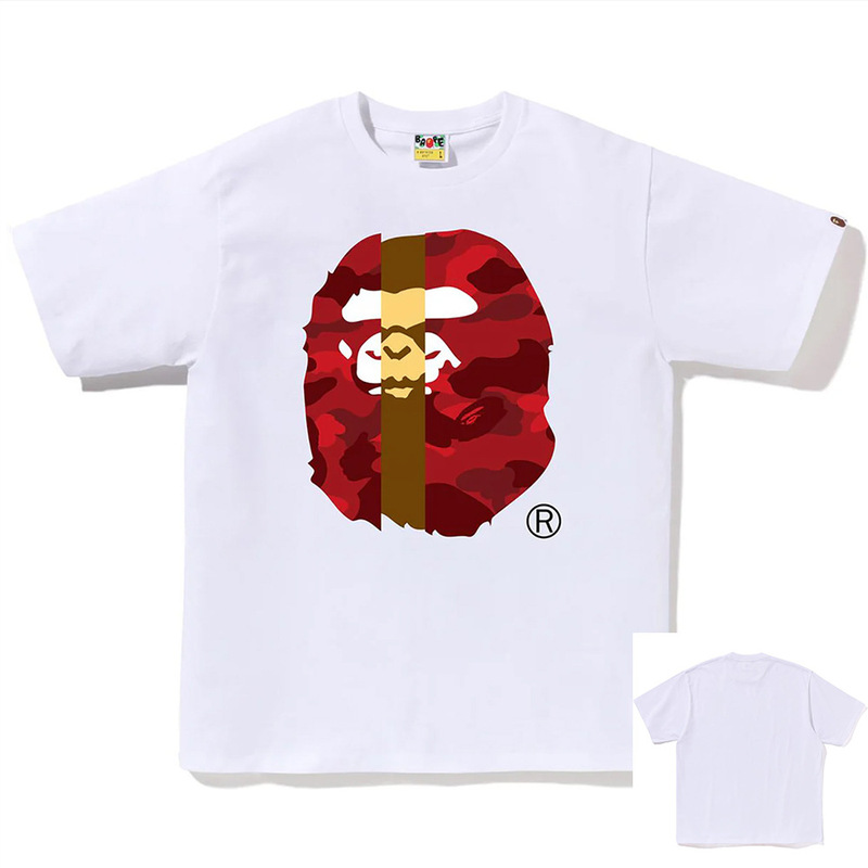 APE Ape トレンドブランド 外国貿易 ヘビーウェイト ピュアコットン ラウンドプリント ユニセックス ゆったり プレミアム 半袖 Tシャツ 25SS|undefined