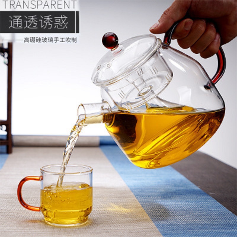Fábrica mayorista de tetera de vidrio de alto borosilicato puede cocinar tetera de cerámica eléctrica tetera de té casera tetera de té de flores de té