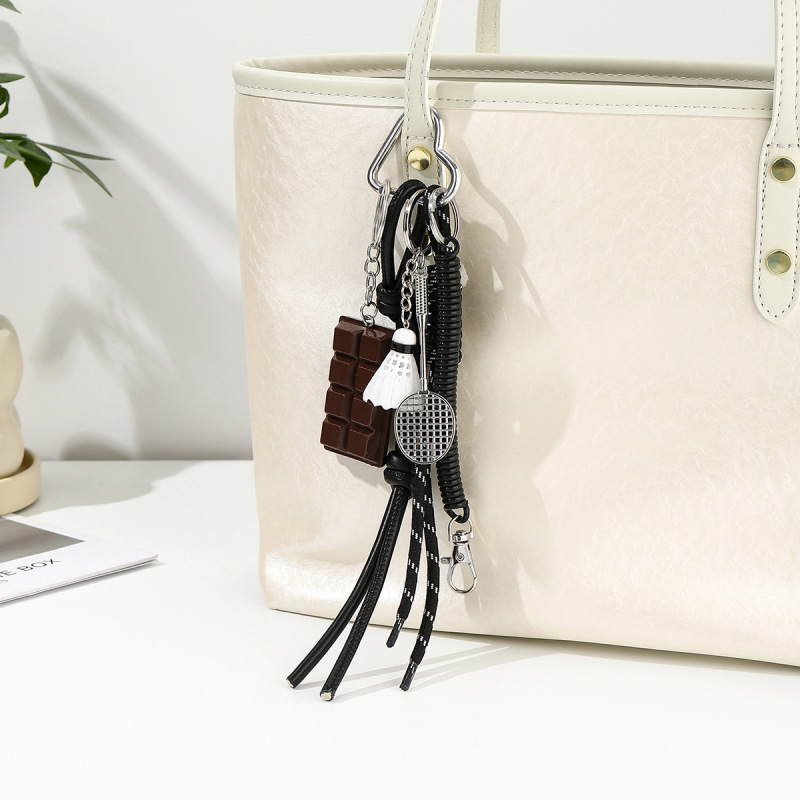 クロスボーダーキーホルダー miu チョコレートバドミントンペンダントハイエンドニッチ織ロープクリエイティブペンダント|undefined