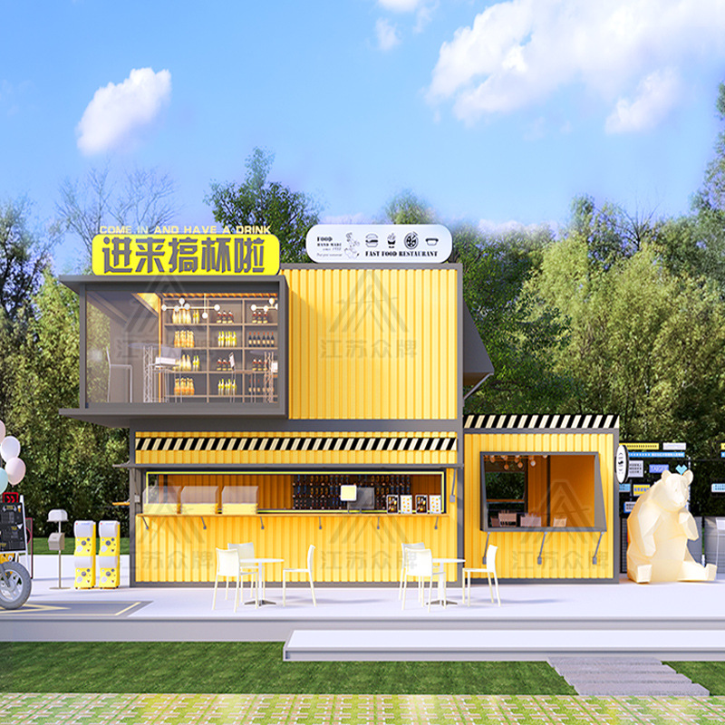 Contenedor red de viviendas móviles tienda de té con leche roja tienda móvil tienda de contenedores quiosco de café tienda