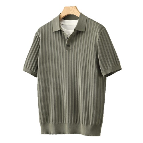 POLO shirt, knitted shirt, short-sleeved, men's lapel, anti-stripe, old money style, business T-shirt, summer cross-border factory wholesale