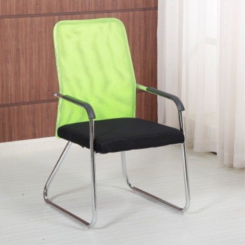 Silla de malla de acero con asiento verde y negro
