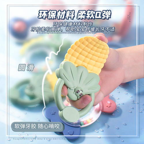 Baby rattle toy can be boiled, educational teether can be chewed, newborn baby hand rattle with storage box for gift