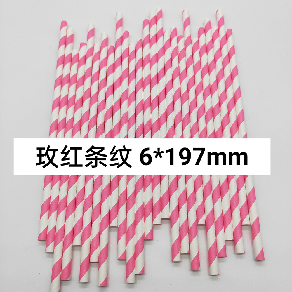 Combinación de color rosa paja de papel desechable degradable papel Kraft bar fiesta postre pastel decoración tubo de beber tubo recto