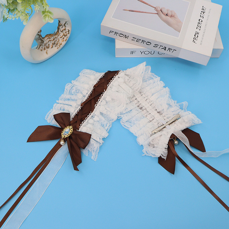 Lolita al por mayor encaje correa de cabello conjunto de clipes de cabello brazalete decoración de Halloween carnaval navidad conjunto de adornos de cabello