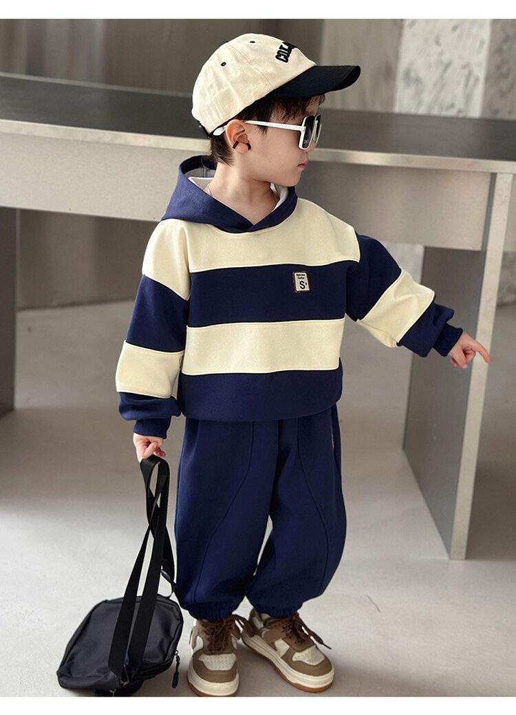 Color Block per ragazzi 2023 Primavera e autunno Nuovi set sportivi con cappuccio per il tempo libero per bambini Vestiti alla moda per bambini_voghion.com