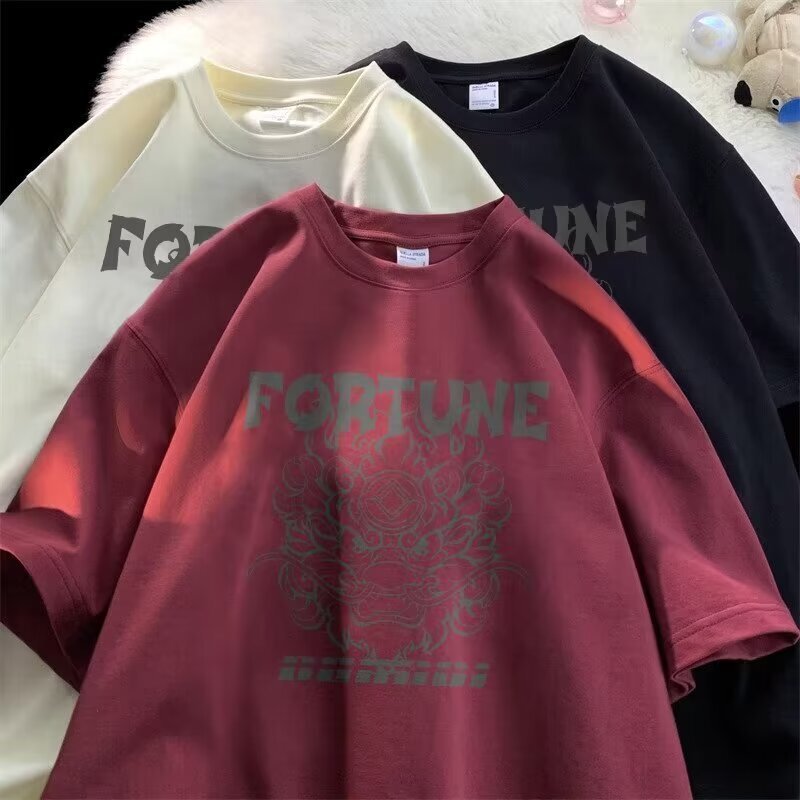 American Style Trendy Brand Retro Round Neck Sweatshirt for Men and Women Spring Autumn and Summer New Loose All-match Teen Student Top Trendy