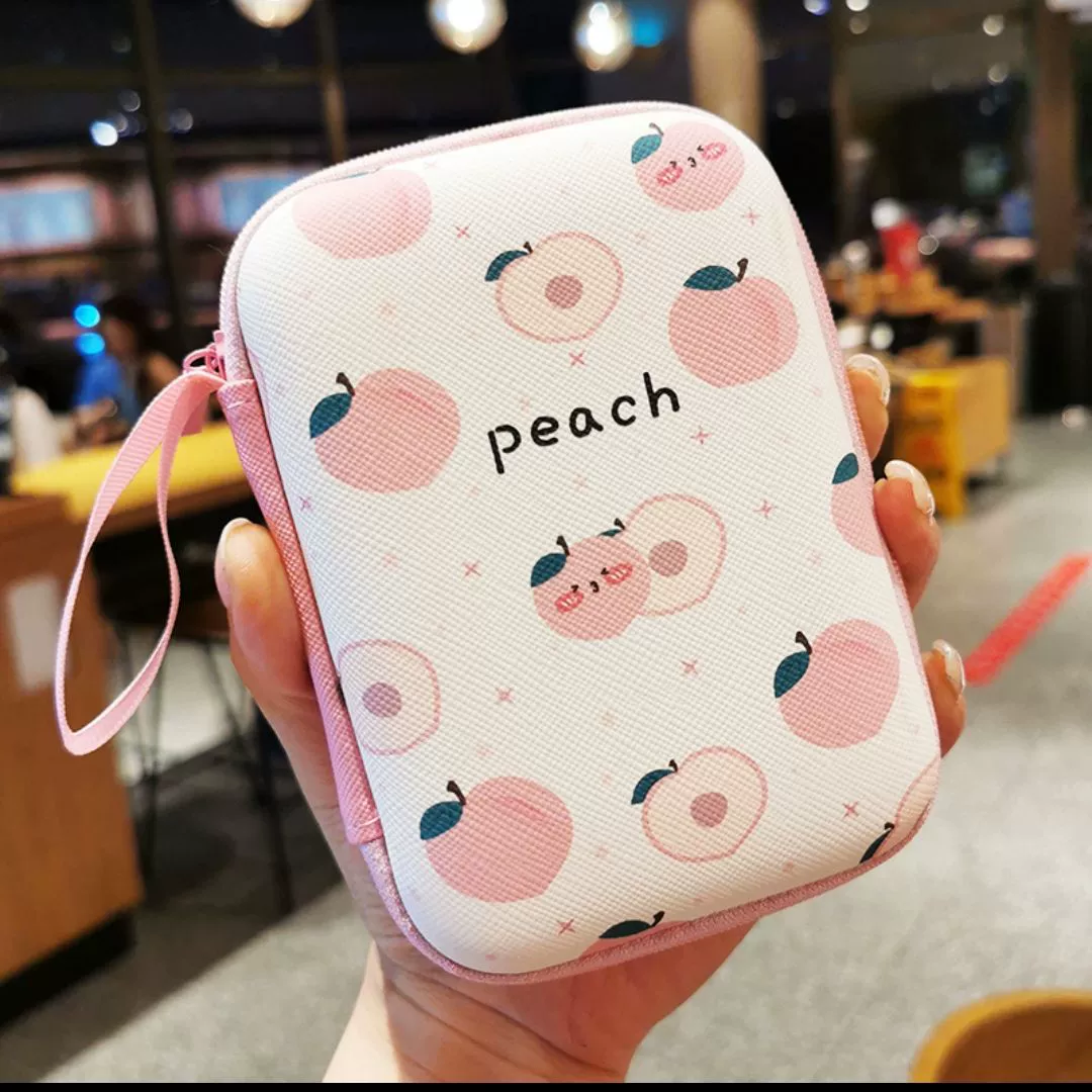 Organizer Storage Bag, Cute Printed Zipper Case, Portable 14×10×3 cm, Phone & Accessories