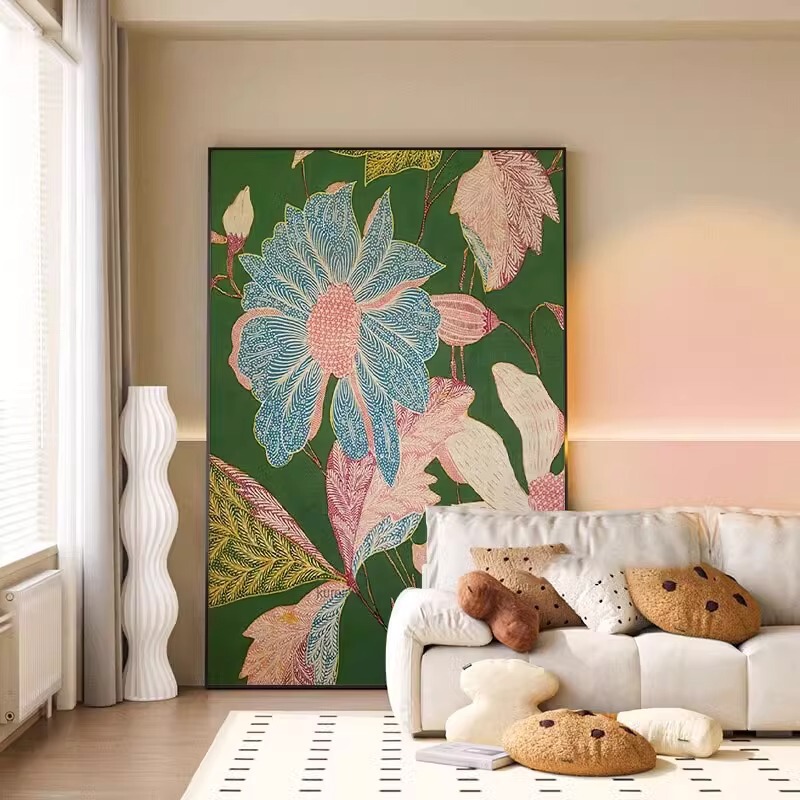 Simple Retro Plant Flower Living Room Decorative Painting Corridor Aisle Entrance Background Wall Sofa Floor Painting Wall Painting