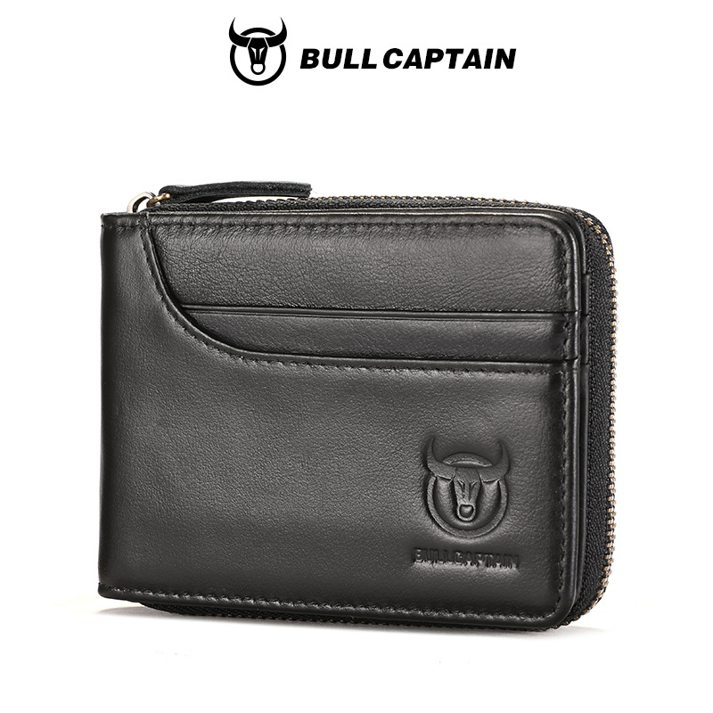 Capitán Niu cuero corto horizontal primera capa billetera de piel de vaca casual Cambio de licencia de conducir cartera ranura para tarjeta multifuncional