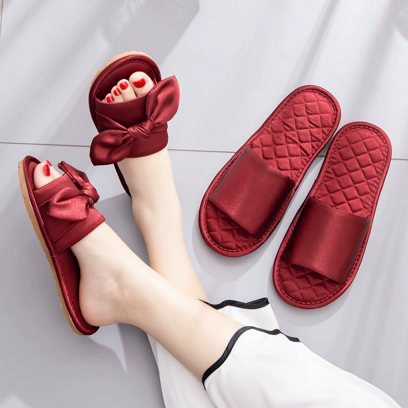 Летние Свадебные Тапочки Новые Свадебные Сопровождение Невесты Утреннее Платье Тапочки Праздничные Красные Пара Высокого Класса Легкая Роскошь